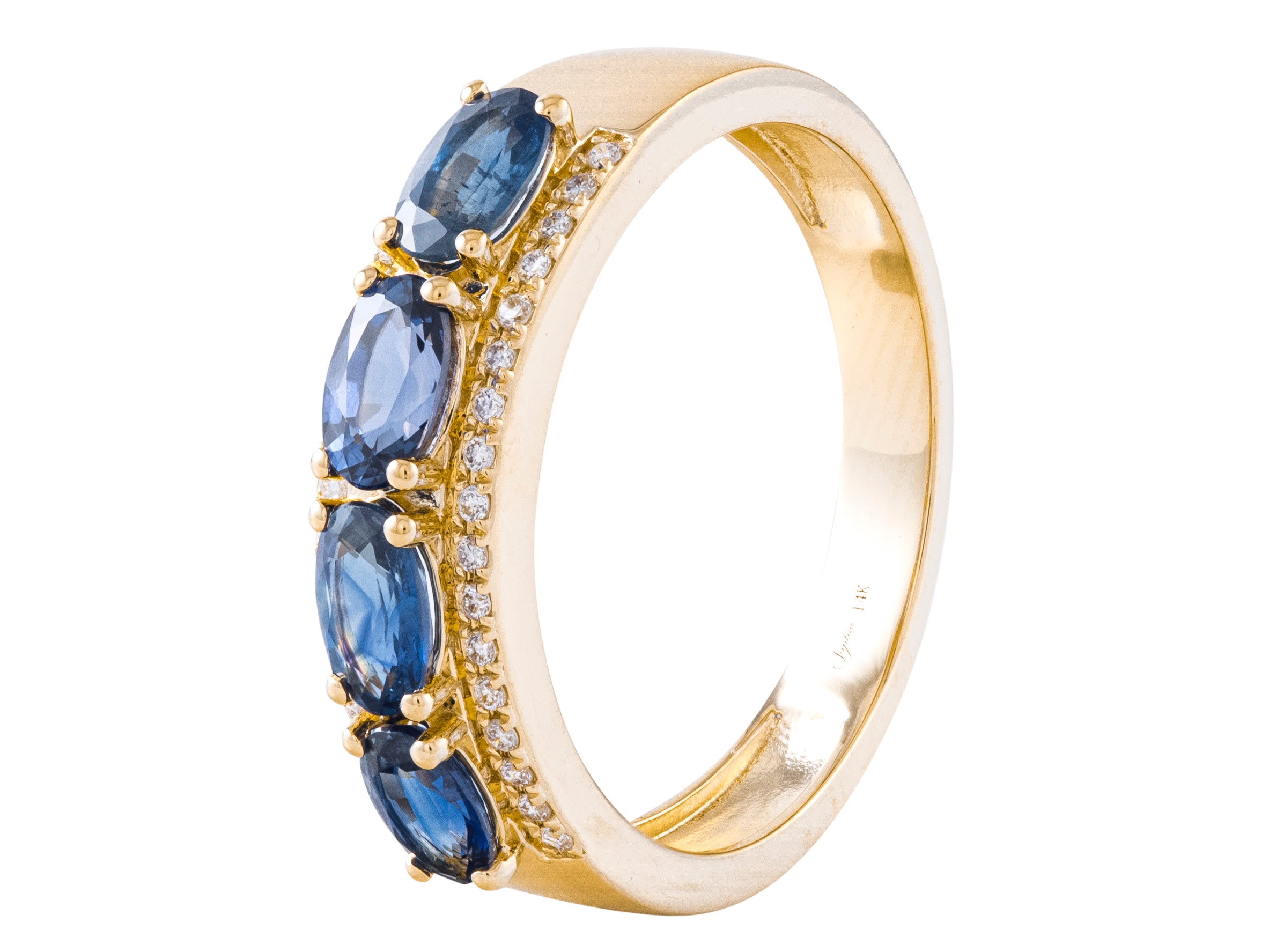 14K Yellow Gold Sapphire & Diamond Ring