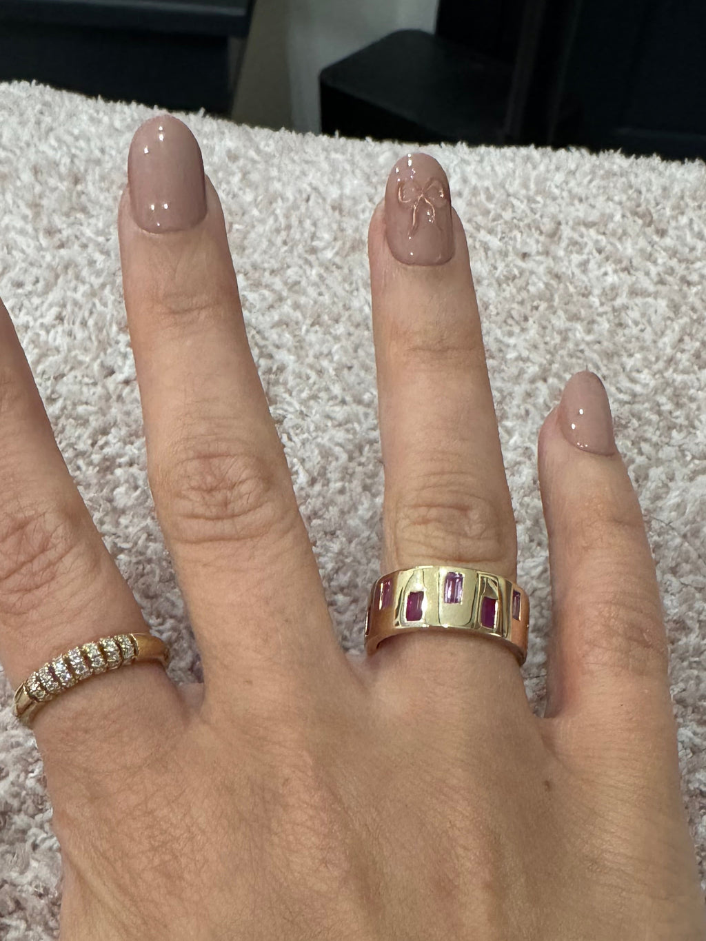 14K Yellow Gold Pink Sapphire & Ruby Baguette Ring