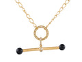 14K Yellow Gold Black Onyx Diamond Necklace