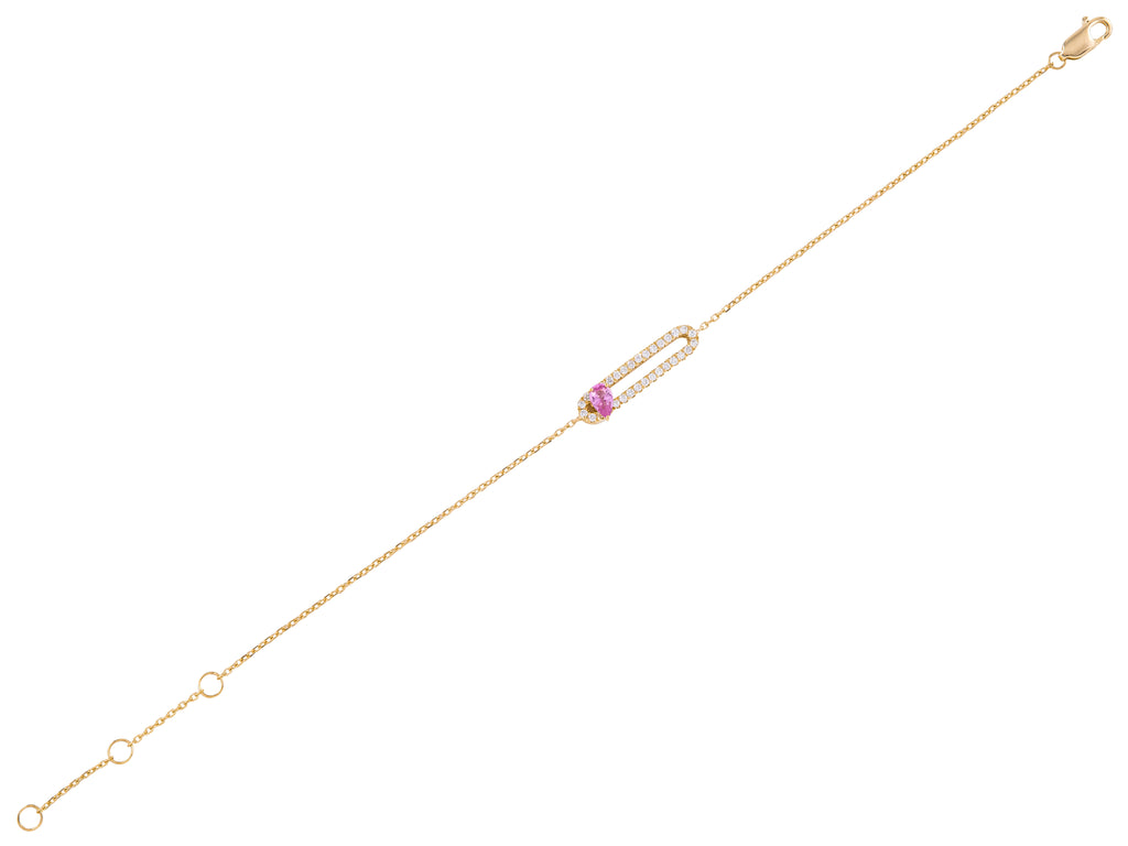 14K Yellow Gold Diamond & Pink Slider Sapphire Bracelet