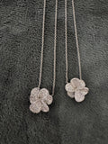 18K White Gold Diamond Flower Necklace -Small