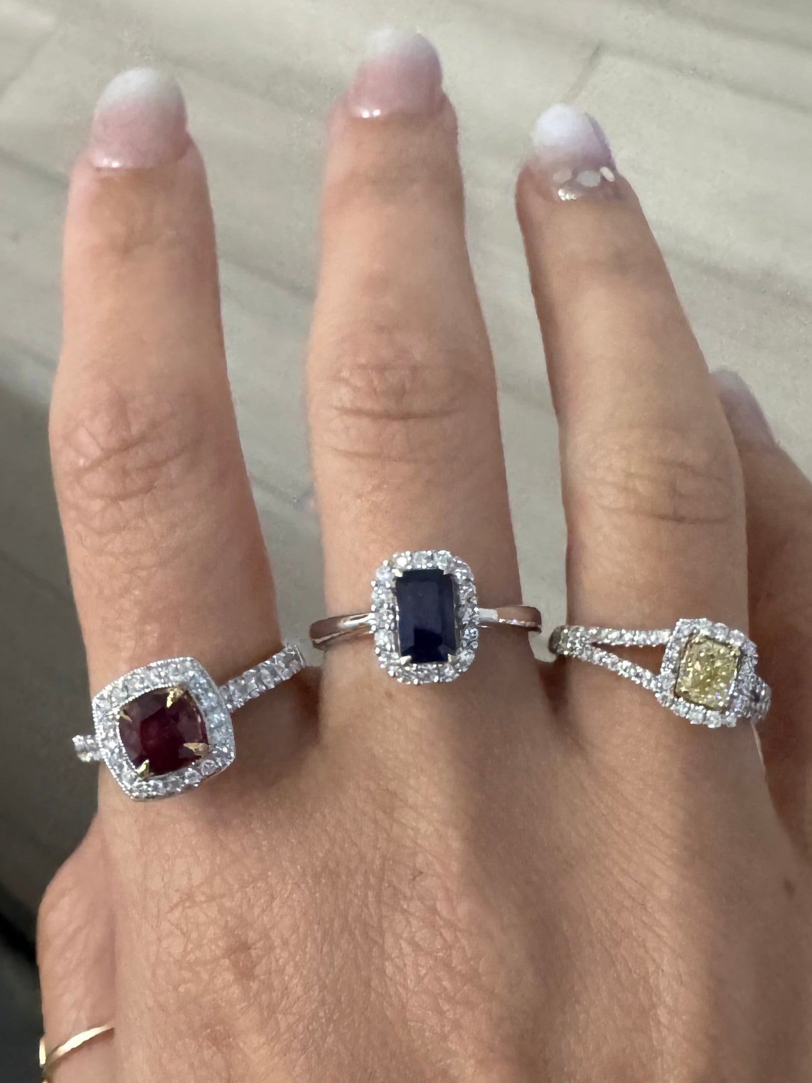 18K White Gold Sapphire and Diamond Halo Ring