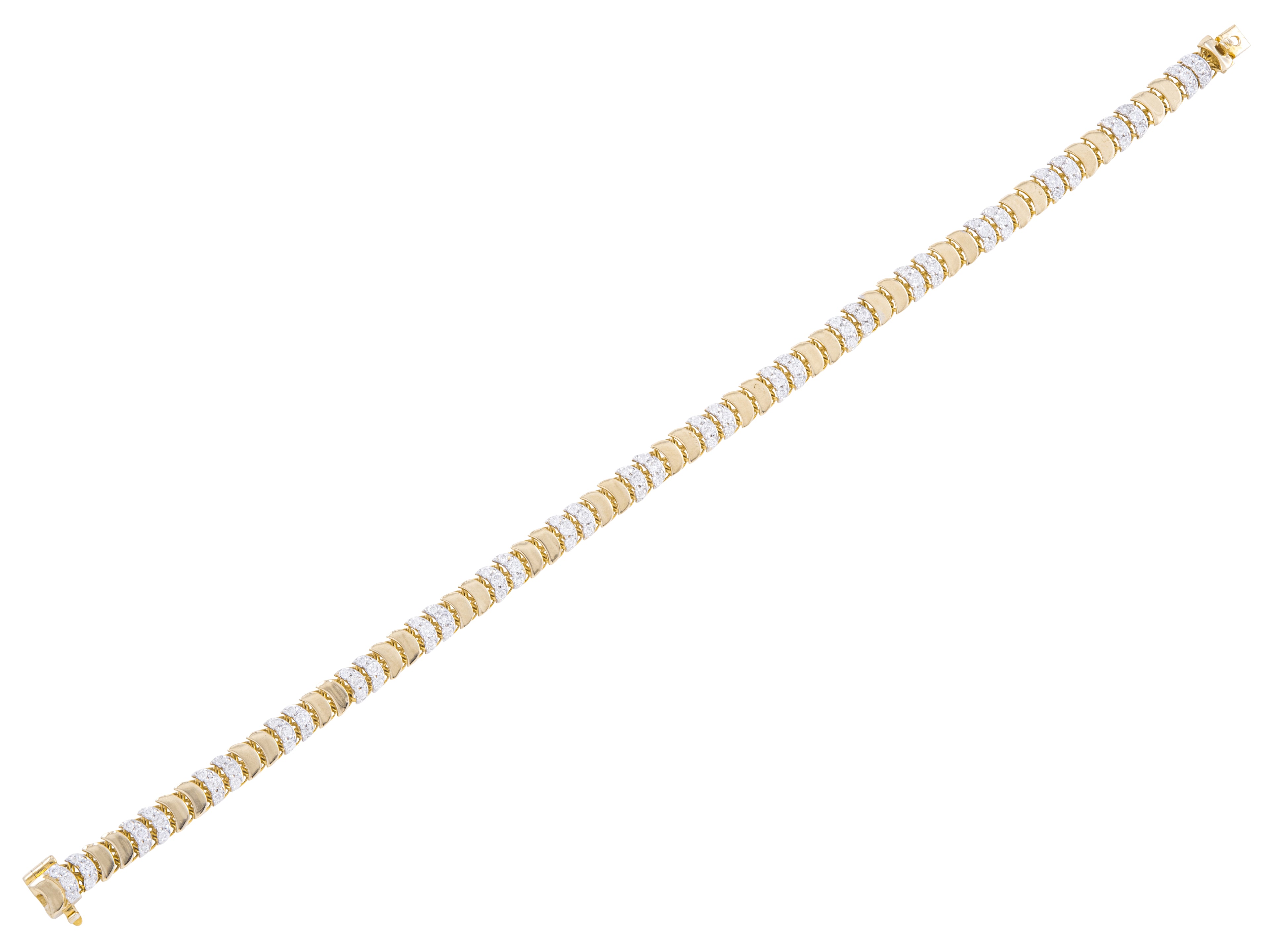 14K Yellow Gold Diamond Crescent Bracelet