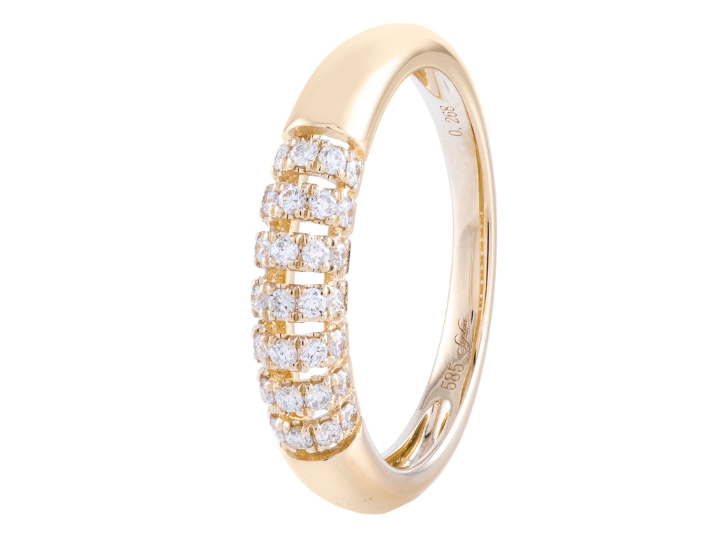 14K Yellow Gold Striped Diamond Ring