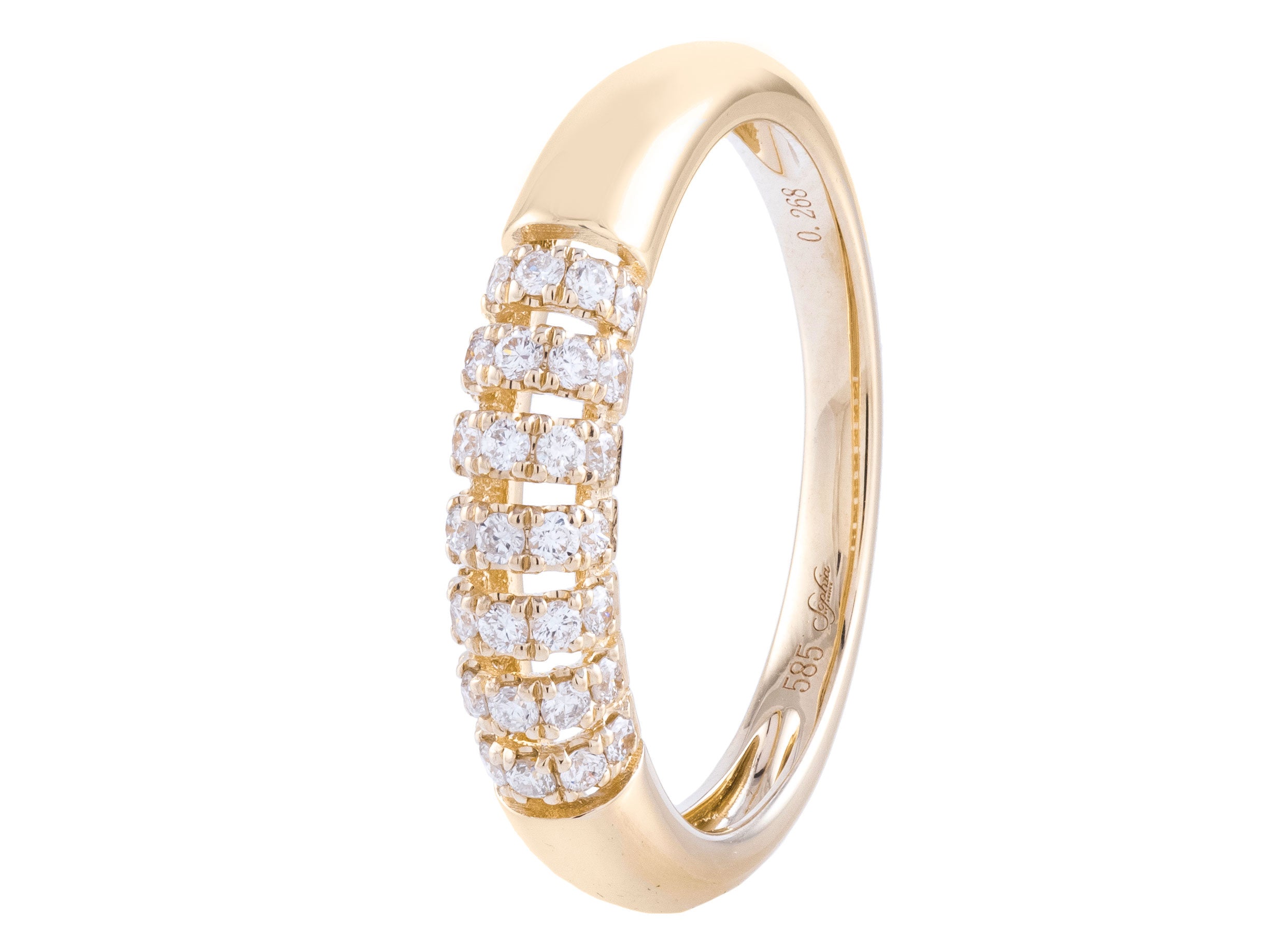 14K Yellow Gold Striped Diamond Ring