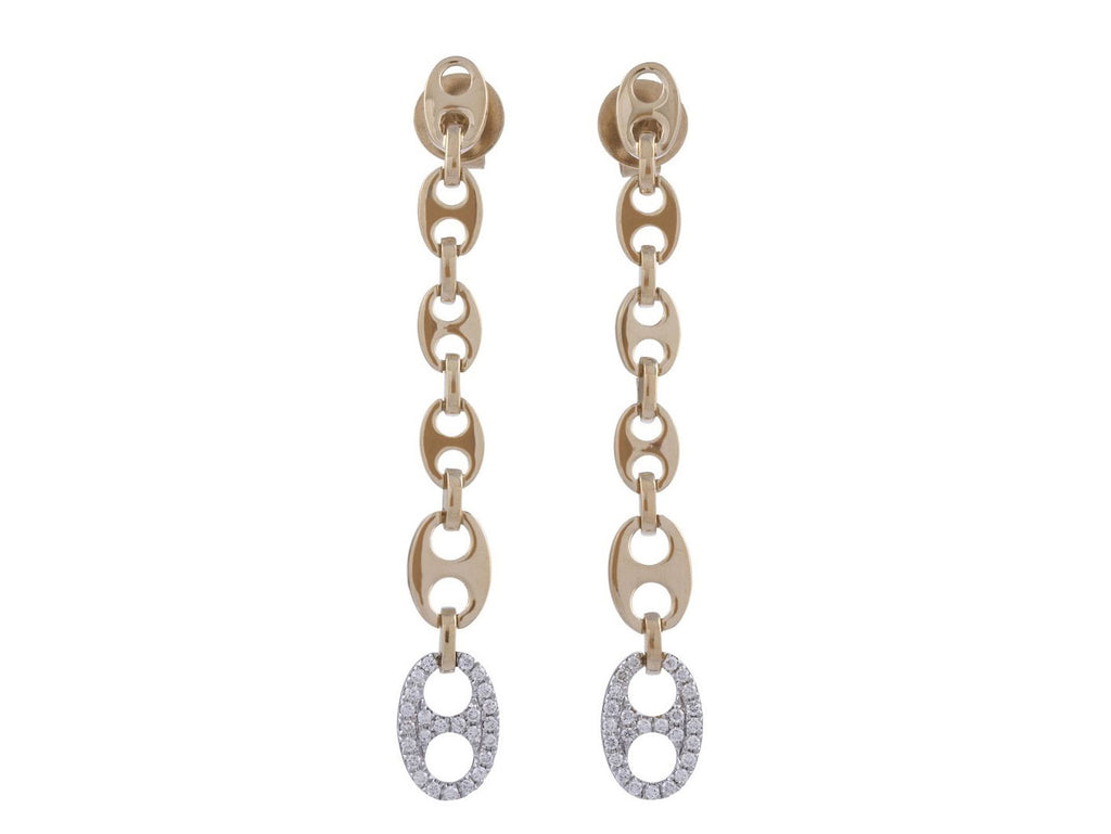 14K Yellow & White Gold Diamond Mariner Chain Earrings