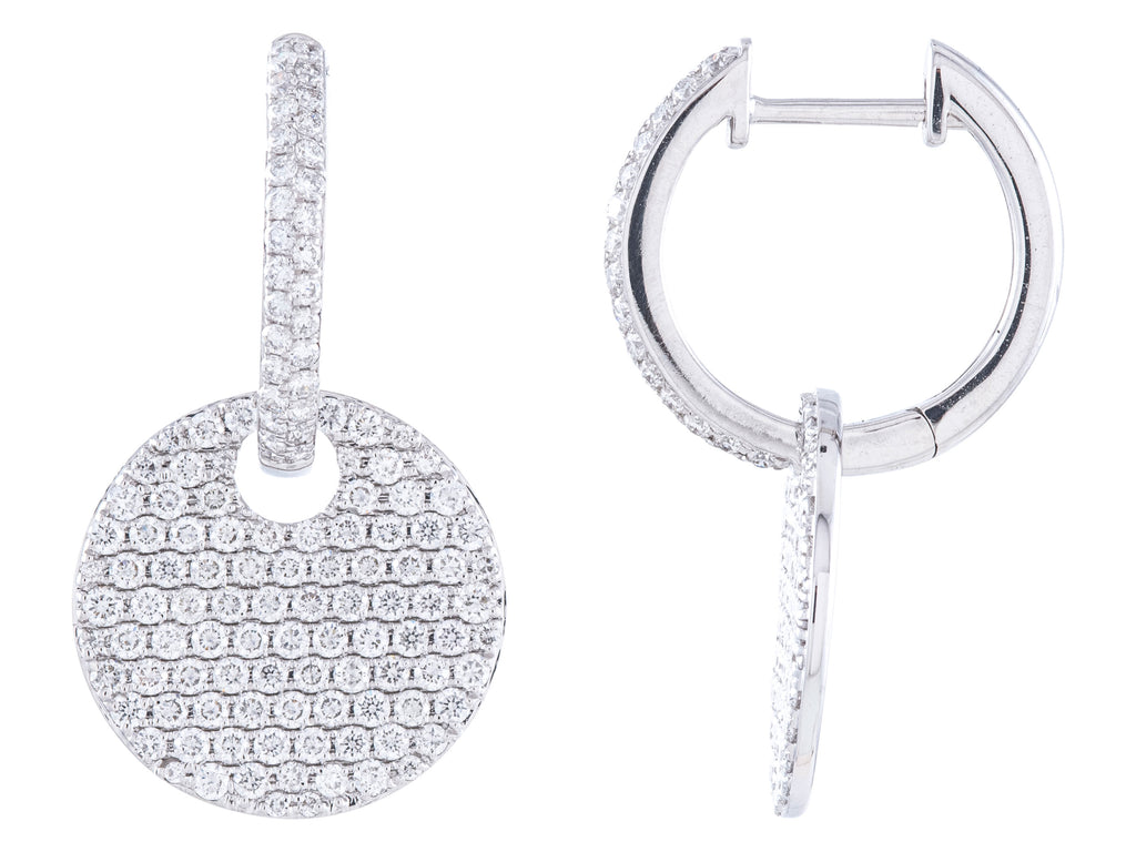 14K White Gold Diamond Convertible Huggie Drop Earrings
