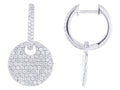 14K White Gold Diamond Convertible Huggie Drop Earrings