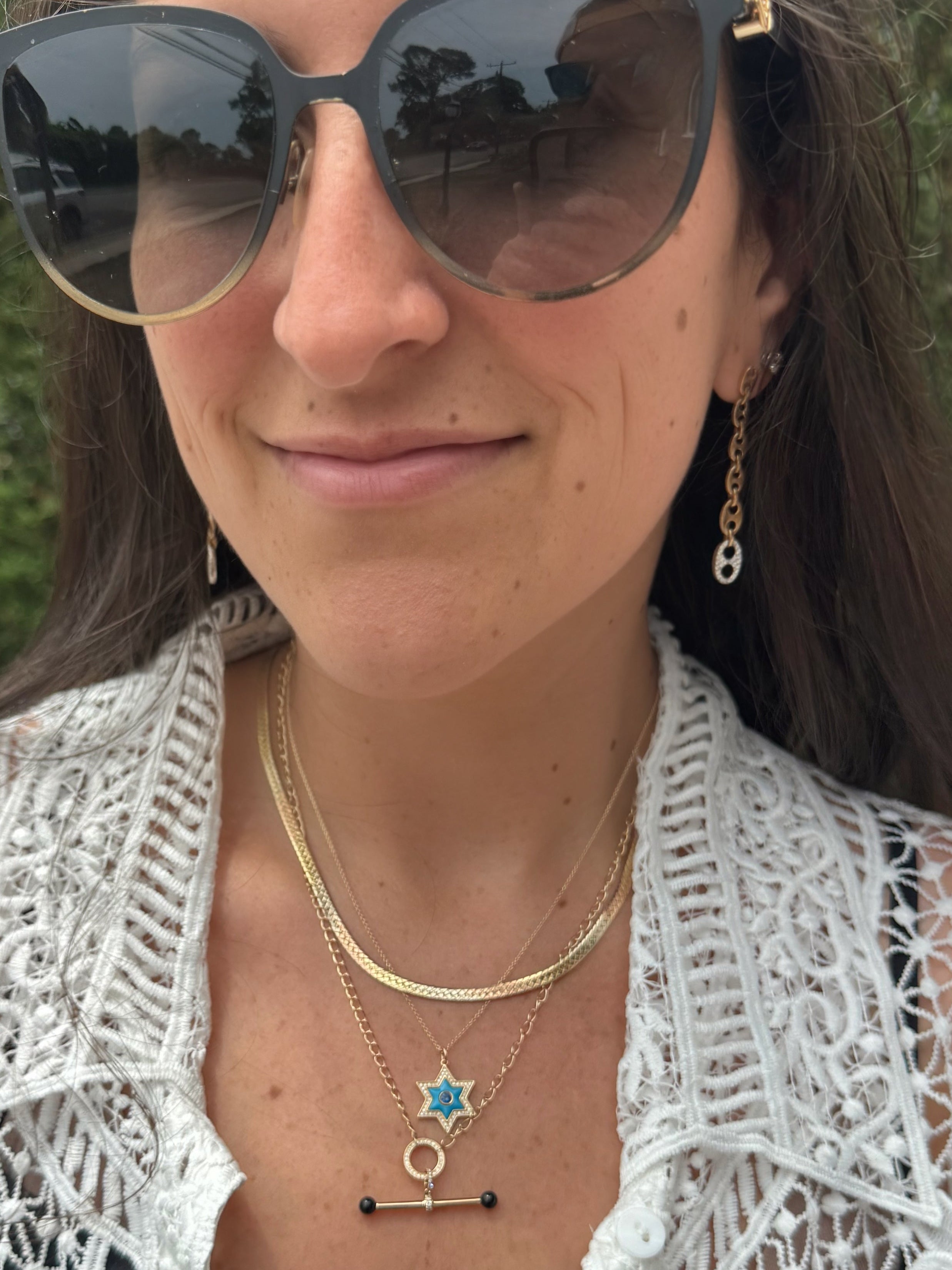 14K Yellow Gold Star Sapphire & Turquoise Diamond Necklace