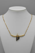 18K Yellow Gold Sapphire and Diamond Bar Necklace