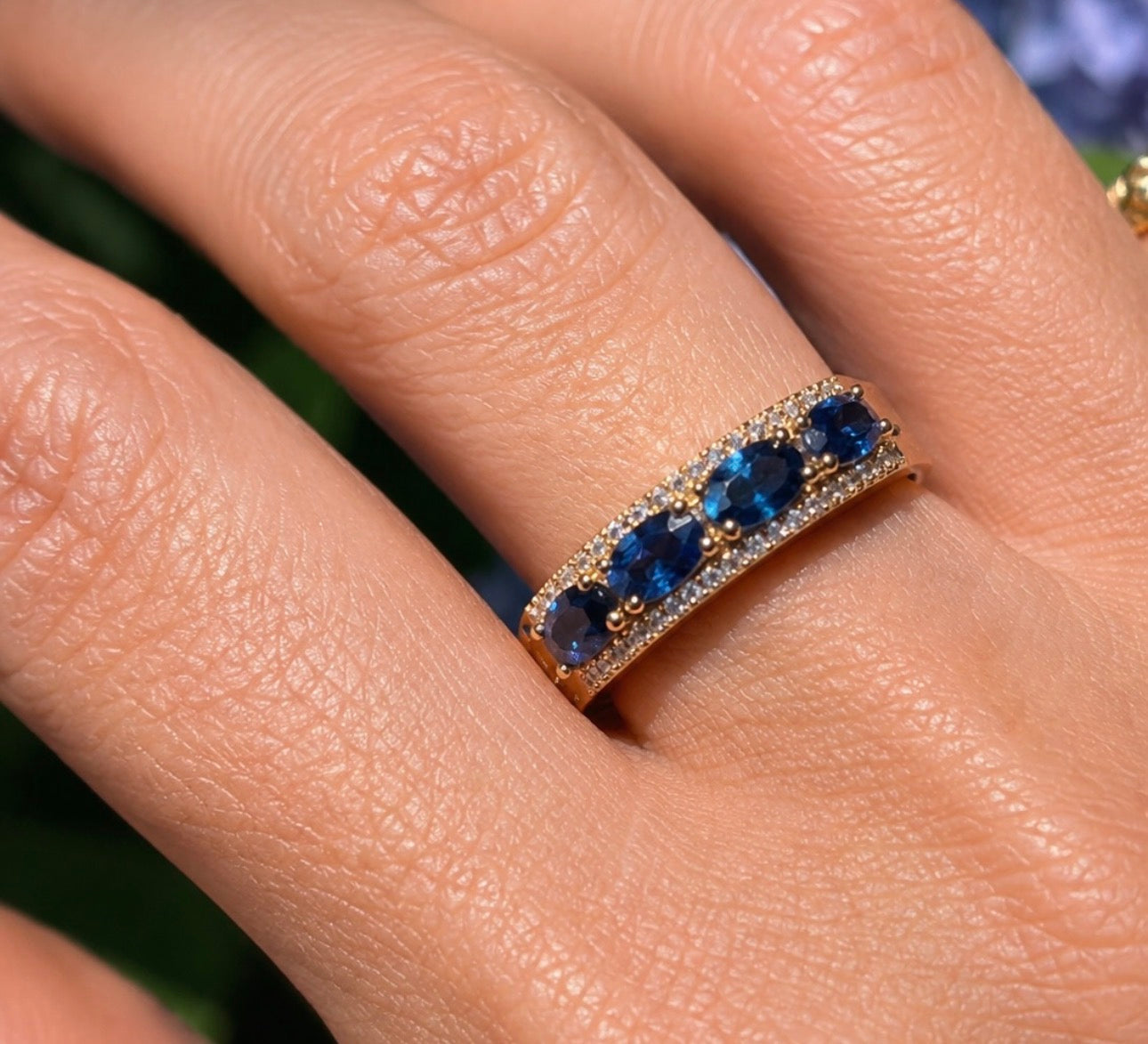 14K Yellow Gold Sapphire & Diamond Ring