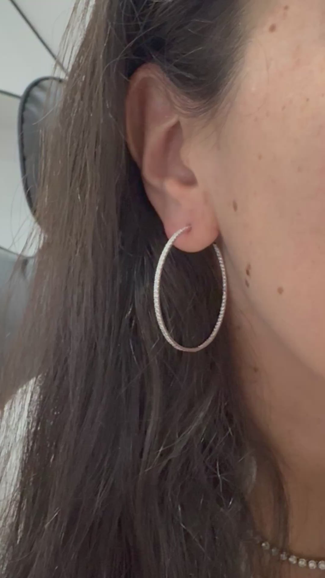 18K White Gold Diamond Hoop Earrings