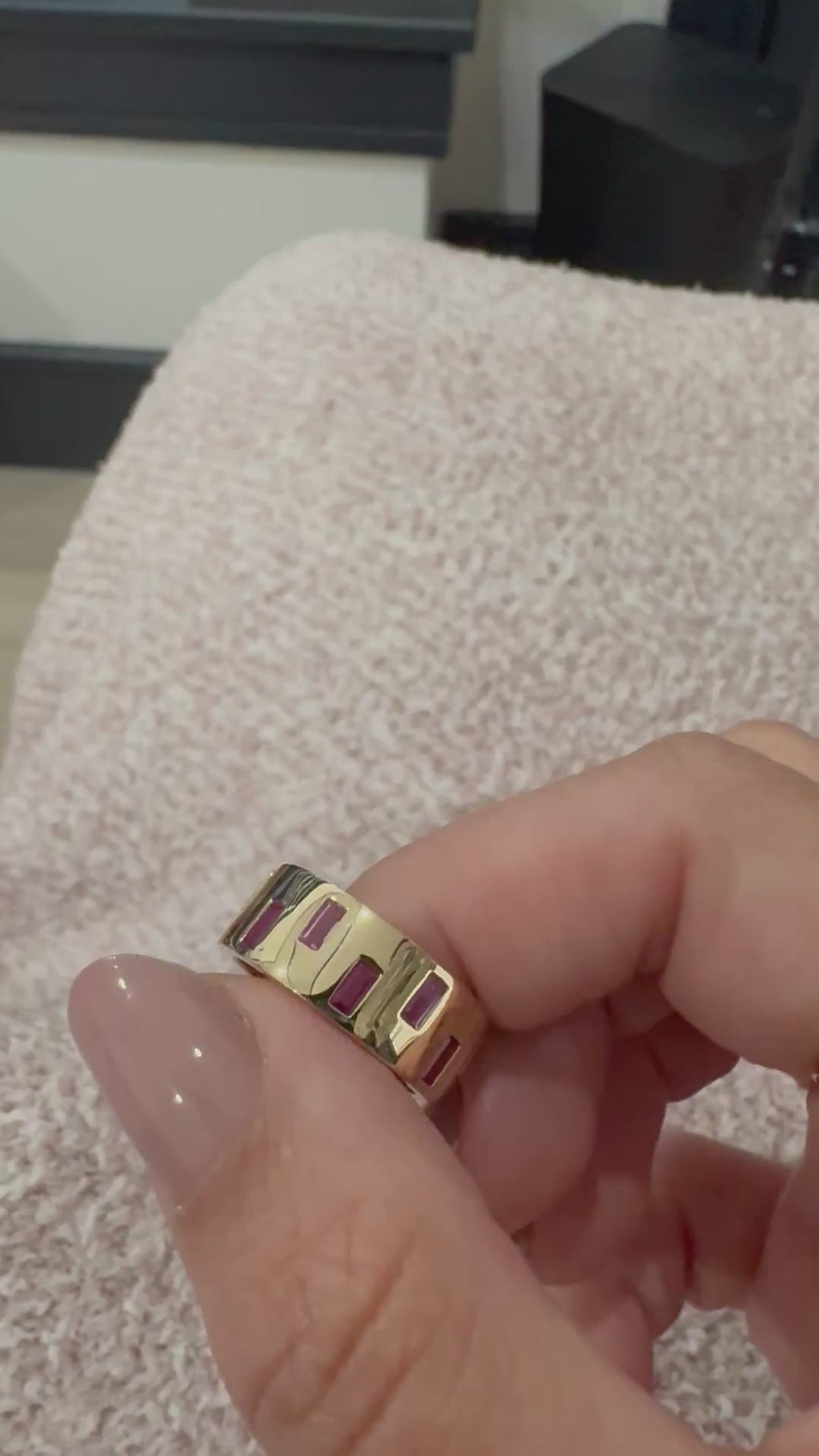 14K Yellow Gold Pink Sapphire & Ruby Baguette Ring